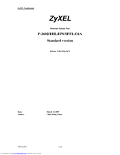 ZyXEL Communications P-2602HL-D1A Firmware Release Notes