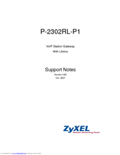 ZyXEL Communications P-2302RL-P1 Support Notes