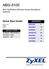 ZyXEL Communications NBG-510S Quick Start Manual