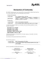 ZyXEL Communications P-2802HL-I3 Declaration Of Conformity
