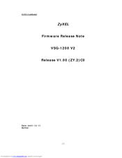ZyXEL Communications VSG-1200 V2 Release Note