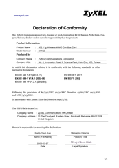 ZyXEL Communications M-102 Declaration Of Conformity