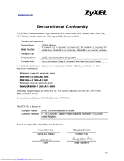 ZyXEL Communications P-870M-I1 V2 Declaration Of Conformity