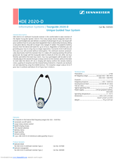 Sennheiser Hde D Datasheet Pdf Download Manualslib
