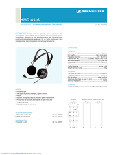 SENNHEISER HMD 45-6 Product Sheet