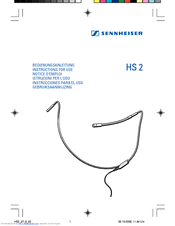 SENNHEISER HS2 - 10-02 Instructions For Use Manual