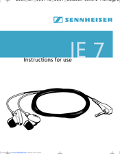 SENNHEISER IE 7 Instructions For Use Manual