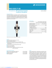 SENNHEISER MKH 800 P48 Technical Data