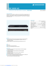 SENNHEISER SDC 8000 AO Product Sheet