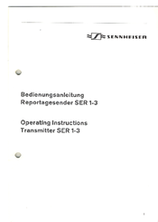 SENNHEISER SER 1-3 Operating Instructions Manual
