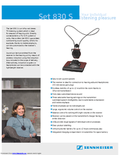 SENNHEISER SET 830-TV - ANNEXE 820 Technical Data