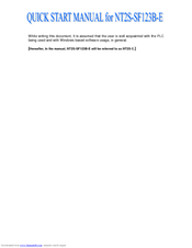 OMRON NT2S-SF123B-E - Quick Start Manual