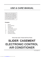 Frigidaire 000 BTU Slider Use And Care Manual