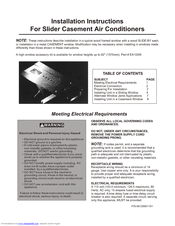 Frigidaire FAK104R1V - 10,000 BTU Slider Installation Instructions Manual