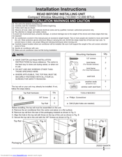 Frigidaire Home Comfort
FRA104BU1 Installation Instructions