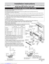 Frigidaire FRA184MT2 Installation Instructions Manual