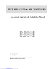 Haier HDU-60CA03T3/H Operation & Installation Manual
