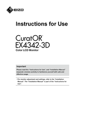 Eizo CuratOR EX4342-3D Instructions For Use Manual