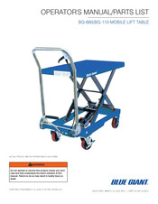 Blue Giant BG-110 Operator's Manual & Parts List