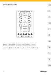 Behringer DUAL ENVELOPE GENERATOR MODULE 1003 Quick Start Manual