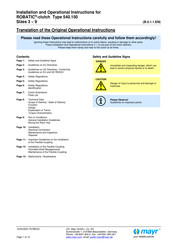 Mayr ROBATIC 540.150 Installation And Operational Instructions