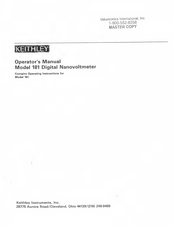 Keithley 181 Operator's Manual
