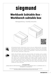 Siegmund Workbench Subtable Box Assembly Instructions Manual