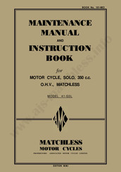Matchless Motor Cycles 41-G3L 1941 Maintenance Manual And Instruction Book