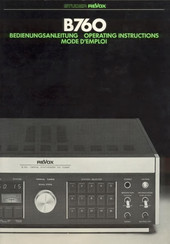 STUDER REVOX B760 Operating Instructions Manual