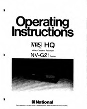 National NV-G21 Series Operating Instructions Manual