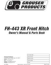 Grouser Products FH-443 XR Front Hitch Owner's Manual & Parts Book