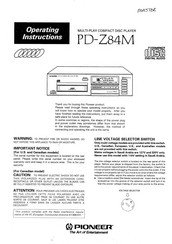 Pioneer PD-Z84M Operating Instructions Manual