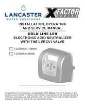 Lancaster GOLD LINE LER X FACTOR Series Installation, Operating And Service Manual