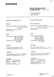 Siemens CLUB RM 782 Service Manual