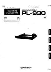Pioneer pl-930 Operating Instructions Manual