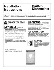 Electrolux EIDW1805KS1B Installation Instructions Manual
