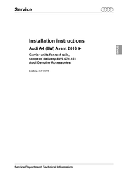 Audi A4 (8W) Avant 2016 Installation Instructions Manual