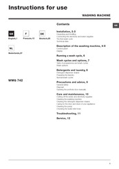 Hotpoint Ariston WMG 742 Instructions For Use Manual
