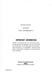 Ex-Cell-O Remex RRS7200BES/660/D-A Technical Manual