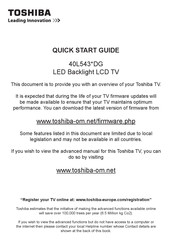 Toshiba 40L543 DG Series Quick Start Manual