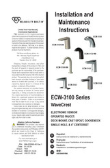 T&S WaveCrest ECW-3152-MB Installation And Maintenance Instructions Manual