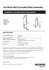 Watts ENWARE FWS121W Installation And Maintenance Instructions Manual