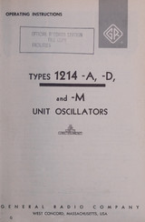 GENERAL RADIO COMPANY 1214-D Operating Instructions Manual