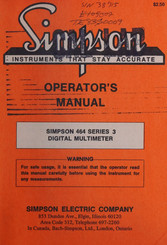 Simpson 464 Operator's Manual