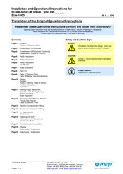 Mayr ROBA-stop-M 891 Series Installation And Operational Instructions