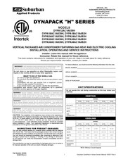 Suburban DynaPack DYPA36AC1A052H Installation, Operating And Service Instructions