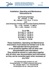 Jola Ex ia IIA T1 T6 Gb Installation, Operating And Maintenance Manual
