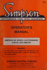 Simpson 465 Series Operator's Manual