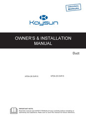 Frigicoll Kaysun KPDA-26 DVR15 Owners & Installation Manual