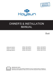 Frigicoll KAYSUN KPDA-105 DTR15 Owners & Installation Manual
